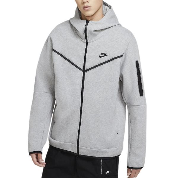 Bluza sportowa męska Nike Tech Fleece Hoodie FZ WR. Szare bluzy bez kaptura męskie Nike, bez wzorów, z bawełny, sportowe, bez kołnierzyka, bez ramiączek. Za 529.99 zł.