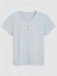 Levi's Koszulka w kolorze błękitnym rozmiar: S. Niebieskie bluzki damskie Levi's, s, bez wzorów, z bawełny, bez kołnierzyka, bez ramiączek. Za 65.54 zł.