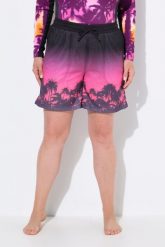 Damskie Szorty sportowe siateczka palmy szeroka nogawka elastyczny pas. Czarne spodenki sportowe damskie Ulla Popken, plus size, z materiału. Za 159.99 zł.