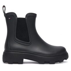 Kalosze Tommy Hilfiger. Czarne kalosze damskie Tommy Hilfiger, bez wzorów. Za 449.99 zł.