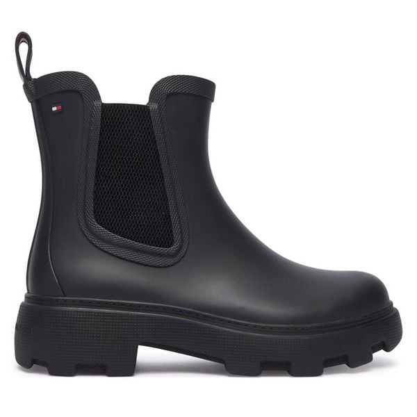 Kalosze Tommy Hilfiger. Czarne kalosze damskie Tommy Hilfiger, bez wzorów. Za 449.99 zł.