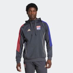 Bluza piłkarska z kapturem treningowa ADIDAS Olympique Lyonnais 25/26. Bluzy sportowe damskie Adidas, s, bez wzorów, z materiału, bez ramiączek, z kapturem. Za 299.99 zł.