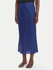 Marella Spódnica midi Emme by Marella Desio 2515101032 Niebieski Regular Fit. Niebieskie spódniczki damskie Marella, bez wzorów, ze lnu, midi. Za 326.99 zł.