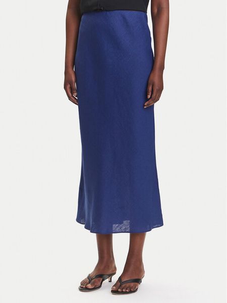 Marella Spódnica midi Emme by Marella Desio 2515101032 Niebieski Regular Fit. Niebieskie spódniczki damskie Marella, bez wzorów, ze lnu, midi. Za 326.99 zł.