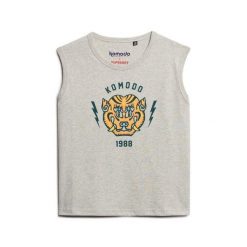 Damski wąski tank top Superdry Komodo Tiger. Szare topy sportowe damskie Superdry., bez wzorów, bez ramiączek. Za 168.90 zł.