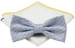 Mucha z poszetką - Chattier, Męska - Błękit w Groszki. Niebieskie krawaty i muchy męskie Chattier, bez wzorów, eleganckie. Za 59.00 zł.