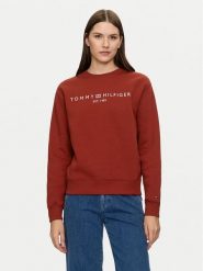 Tommy Hilfiger Bluza Logo WW0WW39791 Czerwony Regular Fit. Czerwone bluzy bez kaptura damskie Tommy Hilfiger, m, z bawełny. Za 369.99 zł.