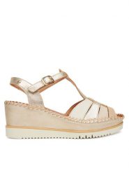 Pikolinos Sandały Aguadulce W3Z-1836Clc1 Złoty. Żółte sandały damskie Pikolinos, bez wzorów, ze skóry, bez obcasa, na koturnie. Za 599.99 zł.