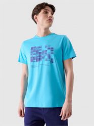 4F T-shirt regular z nadrukiem męski - turkusowy XL. Niebieskie t-shirty męskie 4f, m, bez wzorów, z bawełny, bez kołnierzyka. W wyprzedaży za 39.99 zł.