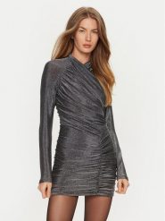 BARDOT Sukienka koktajlowa 59534DB Srebrny Slim Fit. Szare sukienki damskie BARDOT, bez wzorów, z syntetyku, wizytowe, bez kołnierzyka, bez ramiączek. Za 299.99 zł.