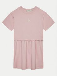 Calvin Klein Jeans Sukienka codzienna IG0IG02770 Różowy Relaxed Fit. Czerwone spodnie dziewczęce Calvin Klein Jeans, z bawełny. Za 169.99 zł.
