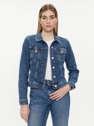 Tommy Hilfiger Kurtka jeansowa WW0WW41335 Niebieski Slim Fit. Niebieskie kurtki damskie Tommy Hilfiger, bez wzorów, z bawełny, bez kaptura. Za 359.99 zł.