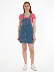 TOMMY JEANS Sukienka dżinsowa w kolorze niebieskim rozmiar: S. Niebieskie sukienki damskie Tommy Jeans, na co dzień, s, bez wzorów, z jeansu, bez kołnierzyka, bez ramiączek, mini, proste. Za 258.52 zł.