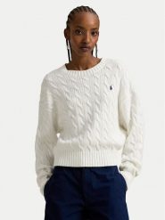 Polo Ralph Lauren Sweter 211A96245003 Biały Relaxed Fit. Białe swetry klasyczne damskie Polo Ralph Lauren, m, z bawełny, bez kołnierzyka. Za 989.99 zł.