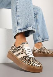 Panterkowe Sneakersy Tenisówki Ozdobione Paskami Sovresia. Trampki i tenisówki damskie Renee, z aplikacjami. Za 79.99 zł.