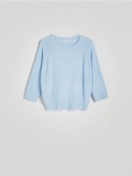 Gładki sweter - jasnoniebieski. Niebieskie swetry klasyczne damskie Reserved, l, z dzianiny, bez kołnierzyka. W wyprzedaży za 39.99 zł.