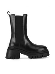 Badura Botki IRINA-01W4-001 Czarny. Czarne botki damskie Badura, ze skóry, bez obcasa, na słupku, bez zapięcia. Za 399.99 zł.