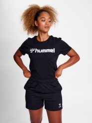 Koszulka damska Hummel Go 2.0 Logo. Niebieskie t-shirty damskie HUMMEL, xl, bez wzorów, z bawełny, bez kołnierzyka. Za 125.50 zł.