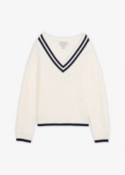 Sweter z mieszanki wiskozy. Białe swetry klasyczne damskie bonprix, z wiskozy, bez kołnierzyka. Za 107.99 zł.