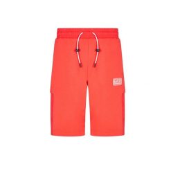 Szorty bermudzkie EA7 Emporio Armani SD. Czerwone szorty męskie EA7, prążkowane, bez kołnierzyka. Za 269.00 zł.