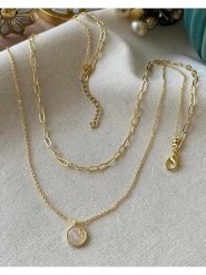 Luseera Pozłacany naszyjnik z zawieszką - dł. 55 cm rozmiar: onesize. Białe naszyjniki damskie Luseera, pozłacane. Za 39.99 zł.