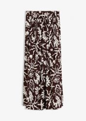 Spódnica midi z lejącej mieszanki wiskozy. Brązowe spódniczki damskie bonprix, bez wzorów, z wiskozy, midi. Za 47.99 zł.