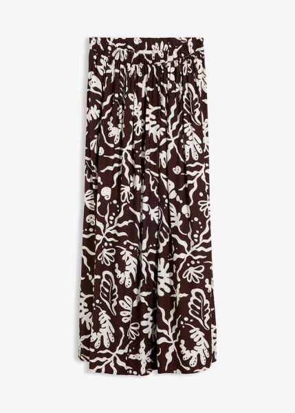Spódnica midi z lejącej mieszanki wiskozy. Brązowe spódniczki damskie bonprix, bez wzorów, z wiskozy, midi. Za 47.99 zł.