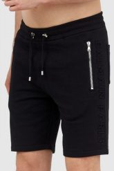 BALMAIN Bawełniane szorty męskie z wypukłym logo. Czarne szorty męskie Balmain, z bawełny, bez kołnierzyka. W wyprzedaży za 1,599.99 zł.