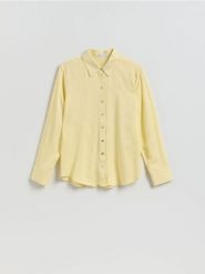 Koszula z wiskozą - żółty. Żółte koszule damskie Reserved, l, bez wzorów, z lyocellu, bez kołnierzyka, bez ramiączek. Za 89.99 zł.