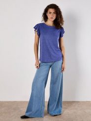 Apricot Koszulka w kolorze niebieskim rozmiar: XS. Niebieskie bluzki damskie Apricot, xs, bez wzorów, bez kołnierzyka, bez ramiączek. Za 44.30 zł.