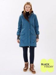 Finside Dwustronna kurtka zimowa "Suomukka" w kolorze niebiesko-brązowym rozmiar: 42. Brązowe kurtki damskie finside, na zimę, s, bez wzorów, z puchu, bez kaptura. Za 414.33 zł.