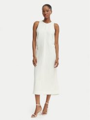 BOSS Sukienka letnia C_Delinna 50559243 Écru Regular Fit. Białe sukienki damskie Boss, na lato, bez wzorów, ze lnu, bez kołnierzyka, bez ramiączek. Za 899.99 zł.