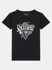 Guess T-Shirt J5RI02 K6YW4 Czarny Regular Fit. Czarne koszulki dziewczęce Guess, z aplikacjami, z bawełny, bez ramiączek. Za 59.99 zł.