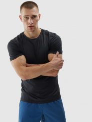 4F Koszulka treningowa szybkoschnąca męska - czarna 3XL. Czarne t-shirty sportowe męskie 4f, m, z dzianiny, bez ramiączek, na fitness i siłownię. Za 79.99 zł.