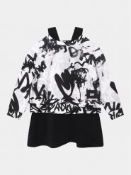 DKNY Sukienka dzianinowa D32888 D Czarny Regular Fit. Czarne sukienki dziewczęce DKNY, bez wzorów, z bawełny, bez ramiączek. Za 699.99 zł.