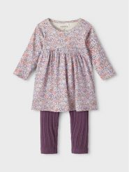 NAME IT Komplet sukienka i legginsy 13215289 Fioletowy Regular Fit. Fioletowe sukienki niemowlęce Name it, bez wzorów, z bawełny, bez ramiączek. Za 89.99 zł.