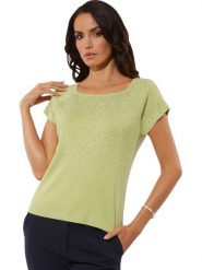 Creation L Koszulka w kolorze zielonym rozmiar: 44. Zielone t-shirty damskie creation L, l, bez wzorów, bez kołnierzyka. Za 64.45 zł.