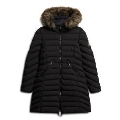 Średnia kurtka damska Superdry Fuji Faux Fur. Czarne kurtki damskie Superdry., na zimę, bez wzorów, z puchu, bez kaptura. W wyprzedaży za 485.00 zł.