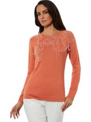 Creation L Sweter w kolorze pomarańczowym rozmiar: 42. Pomarańczowe swetry klasyczne damskie creation L, l, bez kołnierzyka. Za 71.40 zł.