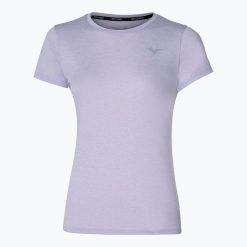 Koszulka do biegania damska Mizuno Core Tee. Fioletowe topy sportowe damskie Mizuno, s, bez wzorów, z materiału, bez ramiączek. Za 126.05 zł.