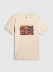 4F T-shirt regular z nadrukiem męski - biały M. Białe t-shirty męskie 4f, m, bez wzorów, z materiału, bez kołnierzyka. Za 79.99 zł.