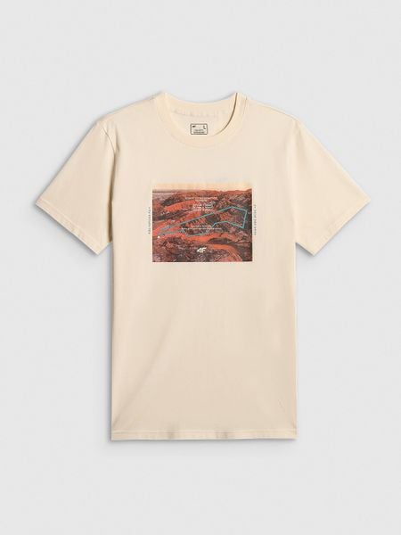 4F T-shirt regular z nadrukiem męski - biały M. Białe t-shirty męskie 4f, m, bez wzorów, z materiału, bez kołnierzyka. Za 79.99 zł.