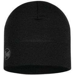 Czapka BUFF MERINO MIDW BLACK. Czarne czapki męskie Buff, bez wzorów, z materiału, retro. Za 149.99 zł.