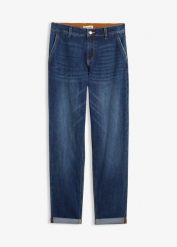 Dżinsy boyfriend, średni stan, gumka w talii. Niebieskie jeansy damskie bonprix. Za 142.99 zł.