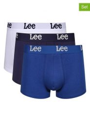 LEE Underwear Bokserki (3 pary) "Gannon" w kolorze granatowym, niebieskim i białym rozmiar: L. Białe bokserki męskie LEE Underwear, bez wzorów. Za 61.17 zł.