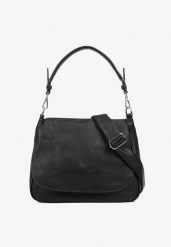 Czarna Torebka z Klapą w Stylu Listonoszki z Paskiem i Rączką Malurelle. Czarne torebki klasyczne damskie Renee, bez wzorów, z jeansu, bez dodatków. Za 129.99 zł.