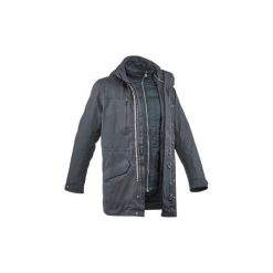 Kurtka turystyczna RainWarm 900 3 w 1 męska. Szare kurtki męskie QUECHUA, m, bez wzorów, z materiału, bez kaptura. Za 499.99 zł.