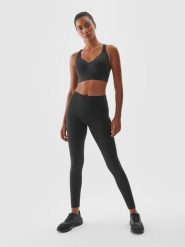 4F Legginsy treningowe z wysokim stanem damskie - czarne L. Czarne legginsy damskie 4f, l, bez wzorów, z dzianiny. Za 119.99 zł.