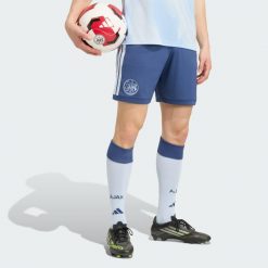 Spodenki Ajax Amsterdam 26/27 z trzeciego zestawu. Niebieskie szorty męskie Adidas, m, z materiału, do piłki nożnej. Za 199.00 zł.