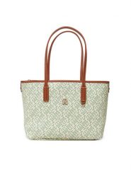 Tommy Hilfiger Torebka Th Monoplay Leather Mini Tote AW0AW17415 Zielony. Zielone torebki klasyczne damskie Tommy Hilfiger, bez wzorów, ze skóry, bez dodatków. Za 409.99 zł.